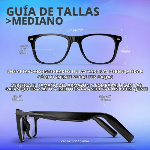 Vista 6 de Harmonix SonaVue - Lentes inteligentes con sonido de oído abierto, lentes fotocromáticos adaptables a la luz, protección UV400, filtro de luz azul