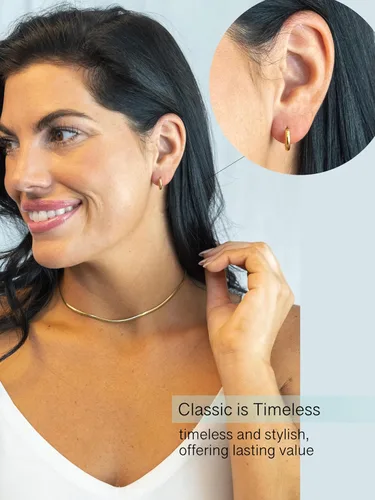 Vista 6 de Altitude Boutique Aretes de aro pequeños de oro de 18 quilates para mujer, aretes de tubo fino chapados en oro, ligeros, hipoalergénicos y gruesos
