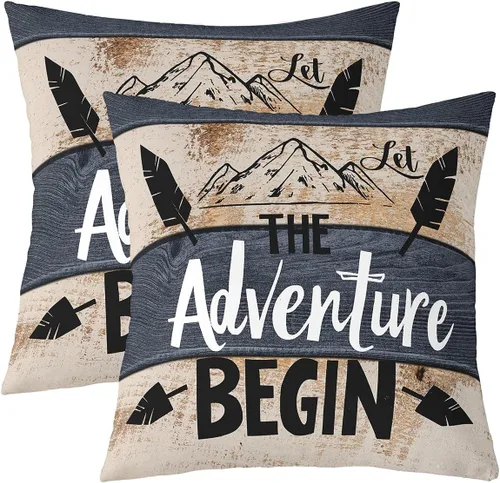 Vista 12 de Juego de 2 fundas de almohada de 16 x 16 pulgadas, fundas de almohada decorativas de camping feliz para decoración de caravanas para sofá cama