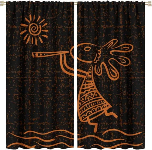 Vista 11 de Kokopelli - Cortinas opacas para cocina, decoración de sala de estar, dormitorio, 21 x 45 pulgadas, 2 paneles