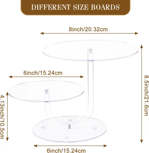Vista 5 de Boxalls Soporte para pasteles de 2 niveles, elegante torre de acrílico transparente para cupcakes para bodas, cumpleaños, aniversarios, baby