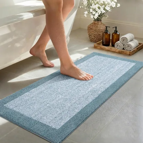Vista 18 de Alfombras de baño de 17 x 24 pulgadas, antideslizantes, lavables, color gris, para bañera, tapete de baño para baño, tapete suave y absorbente