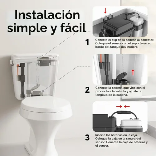Vista 2 de Techo Kit de descarga de inodoro sin contacto, sensor ajustable, 1256315 Adapt k1954, descargador automático de inodoro - fácil de instalar