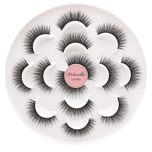 Vista 8 de Veleasha Pestañas postizas de manga puntiagudas, 100% hechas a mano, aspecto natural, pestañas postizas ligeras con banda transparente suave