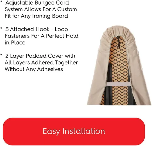 Vista 4 de TIVIT Funda para tabla de planchar de 14 x 44 pulgadas, estándar, sin químicos, ecológica, sin blanquear, almohadilla de algodón natural y lana sin