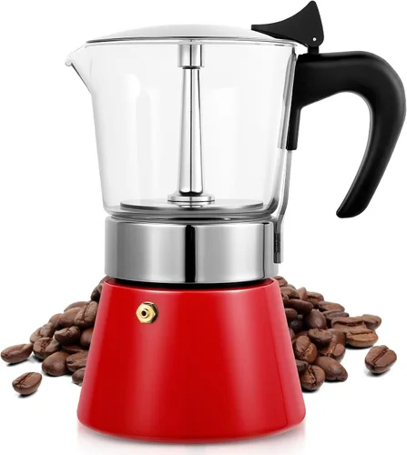 Vista 15 de Cafetera Moka Eléctrica de Aluminio Plateado, Cafetera de Espresso de 3 o 6 Tazas con Placa de Reducción de Dosis