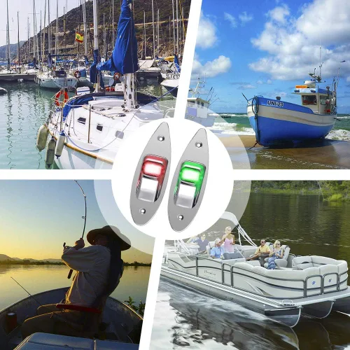 Vista 7 de Acelane Un par de luces de navegación para barcos, luces LED de arco de lágrima, 12 V, acero inoxidable, luz lateral marina, luces de señal de vela