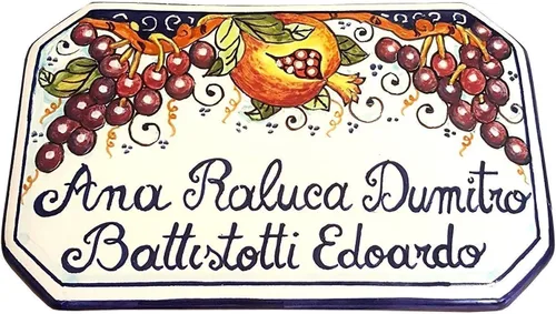 Vista 5 de CERAMICHE D'ARTE PARRINI - Azulejo de cerámica italiana de cerámica personalizada Número de casa placas cívicas decoradas frutas pintadas a mano