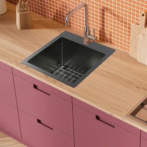 Vista 8 de Fregadero de cocina negro, fregadero de barra de acero inoxidable de 15 x 17 pulgadas, fregadero de cocina pequeño, elección ideal para espacios