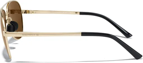 Vista 3 de MERRY'S Lentes de sol de aviador para hombres y mujeres, lentes polarizados para conducir, lentes espejados, protección UV 400, 2.283 in