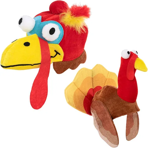 Vista 9 de JOYIN 2 gorras de pavo de Acción de Gracias, novedosos sombreros para eventos nocturnos de Acción de Gracias, fiesta de disfraces, disfraces