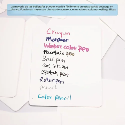 Vista 4 de IMAGAME Naipes blancos en blanco, 180 unidades, tamaño de póquer, perfectas para tarjetas flash de bricolaje, crea tu propio juego, estudia