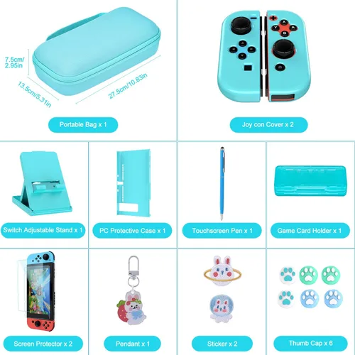 Vista 2 de innoAura Funda para interruptor NS Switch 18 en 1 con funda de transporte para interruptor, funda de juego para interruptor, protector de pantalla