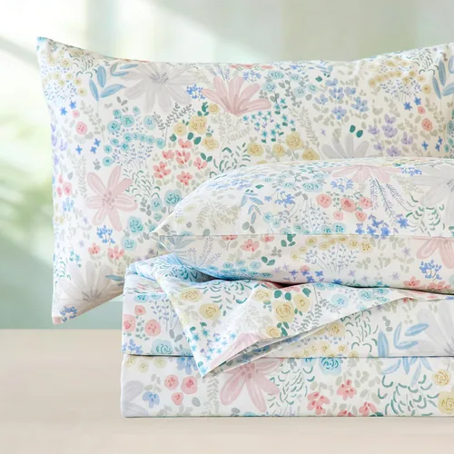 Vista 34 de Zusbest Juego de sábanas florales de 100 % algodón percal, color naranja y amarillo, juego de sábanas suaves y transpirables con diseño botánico
