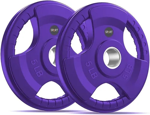 Vista 7 de SPART Placas de Peso Olímpico de 2 Pulgadas con Recubrimiento de Goma de Color en Pares o Individual para Entrenamiento de Fuerza, Levantamiento