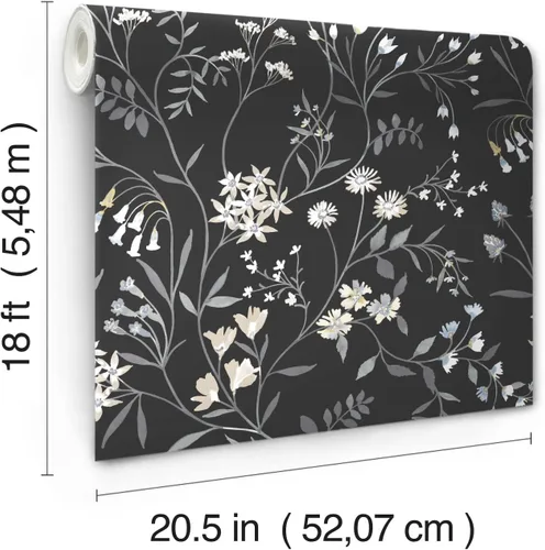 Vista 4 de Roommates RMK12179PLW Black Meadow Mix - Papel tapiz para despegar y pegar