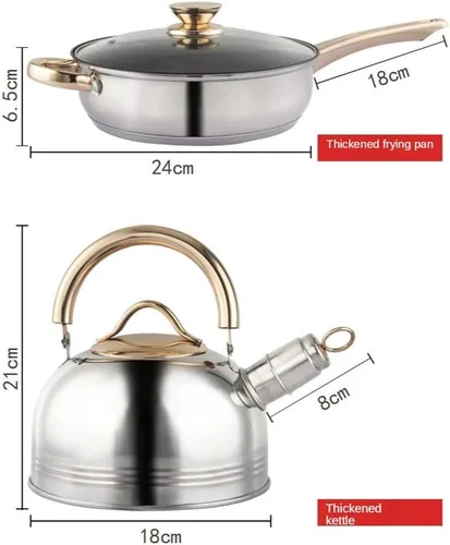 Vista 4 de 12 piezas de acero inoxidable espesado olla cocina electromagnética estufa de gas sartén leche olla set utensilios de cocina