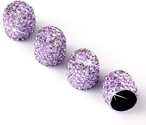 Vista 8 de Tapas de vástago de válvula de neumático Bling para automóvil, 4 piezas universales de tapas de vástago de válvulas de aire de neumáticos negras