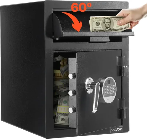 Vista 12 de VEVOR Caja Fuerte de Depósito de 0.6 Pies Cúbicos, Caja Fuerte de Ranura de Depósito con Contraseña y Perilla Giratoria, Caja de Depósito