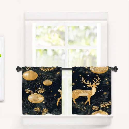 Vista 68 de Cortinas opacas de poliéster multicapa para cafetería, con diseño de diamantes, 2 unidades, 26 x 24 pulgadas