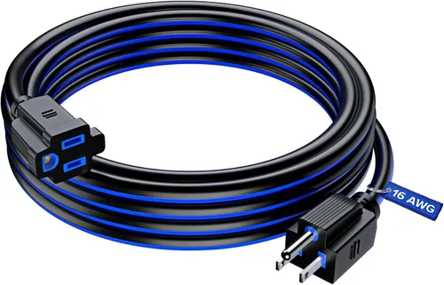 Vista 27 de Maximm Cable de extensión negro y azul de 10 pies, SJTW de 16 AWG