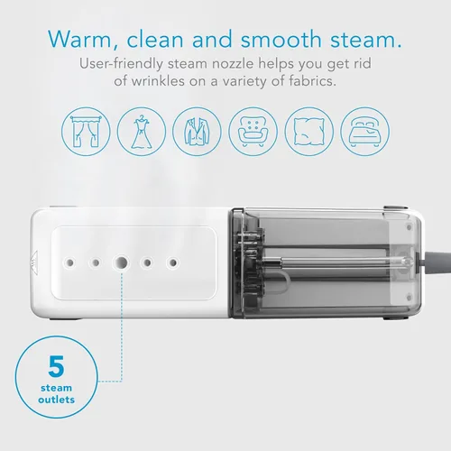 Vista 6 de Steamfast NOMAD - Vaporizador portátil de viaje para ropa, vaporizador de mano para ropa con calentamiento de 30 segundos, tiempo de vapor de 11