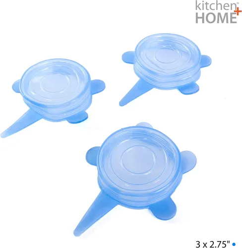 Vista 6 de Cocina + tapas de silicona extensibles – Juego de 6 cubiertas de silicona para almacenar alimentos – sin BPA