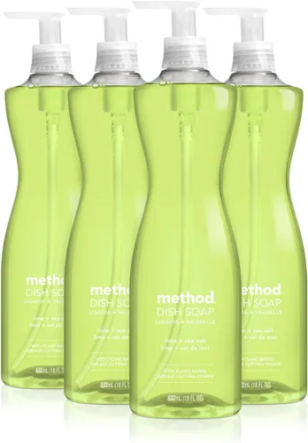 Vista 8 de Method Jabón de gel para platos, aroma a clementina, resistente a la grasa y alimentos pegados, fórmula libre de crueldad, fabricado con plástico