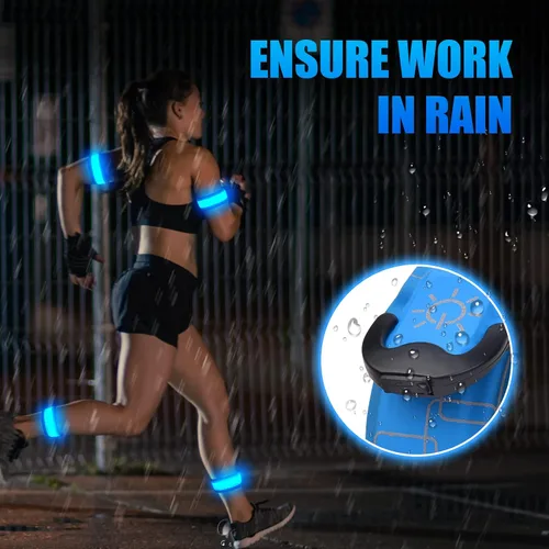 Vista 8 de Aucuu Brazalete LED Recargable (Paquete de 2), Equipo Reflectante de Alta Visibilidad para Correr, Luces para Corredores, Brazaletes Luminosos