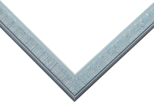 Vista 2 de 11x11 Frame Blue Scuffed Farm Board Real Pine Wood Picture Frame Width 0.75 Inches Interior Depth 0.5 Inches Kingsley Blue Frame with UV