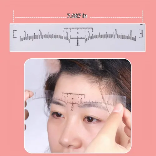 Vista 4 de KINGMAS - Paquete de 100 reglas para cejas, plantilla desechable para microblading Guía adhesiva de cejas para herramientas de medición para cejas