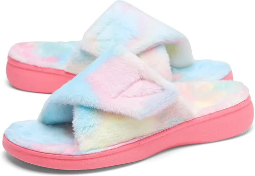 Vista 13 de SOLLBEAM - Pantuflas ortopédicas para mujer con soporte de arco para fascitis plantar, ajustables, con copa para el talón, acogedoras, para damas