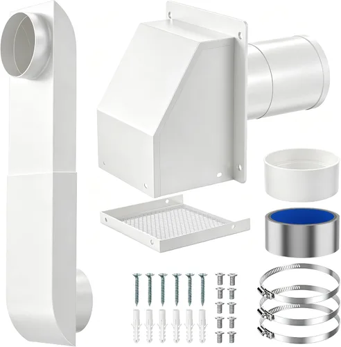 Vista 14 de Periscope Dryer Vent, 29-45" Telescoping Dryer Vent Stainless Steel Adjustable Dryer Vent for Tight Space Flat Duct Slim Exhaust Pipe Hose Negro