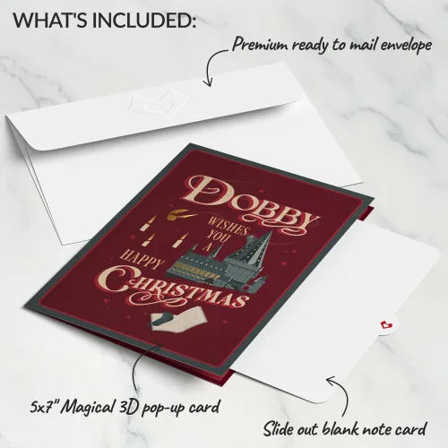 Vista 6 de Lovepop Harry Potter Dobby - Tarjeta desplegable de Navidad para ella y él, tarjetas de felicitación 3D de vacaciones para niños, niñas, hombres