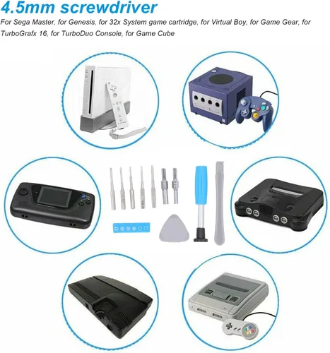 Vista 3 de Kit de herramientas de reparación de destornilladores para interruptor SNES n64 NES Wii triwing