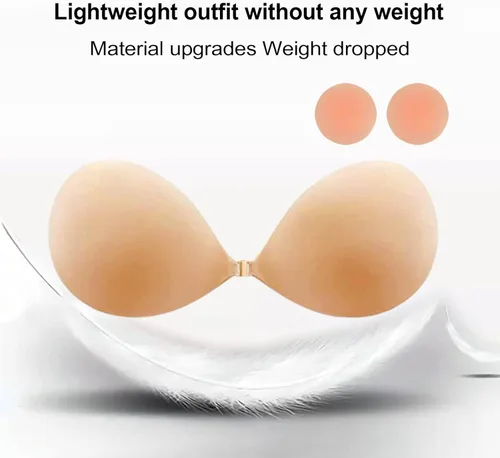 Vista 5 de 2023 Upgrad 3 Pairs Strapless Sticky Bra Invisible Lift up Adhesive Push up Bra Backless Bra for Womens Beige