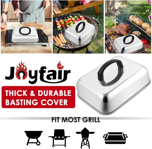 Vista 6 de Joyfair - Cubierta para hilvanar quesos de 9 pulgadas (rectangular), tapa de acero inoxidable para fundir, parrilla superior plana, accesorios