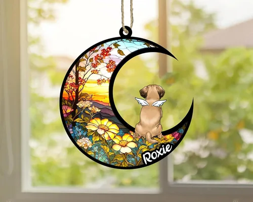 Vista 483 de LOVELYPOD Adorno de Navidad personalizado para perro Basset Hound (marrón) Basset Hound (marrón) adorno para atrapasoles de perro, razas de perros