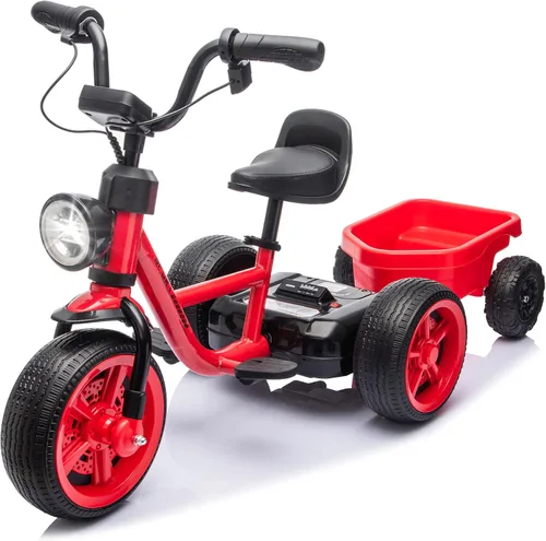 Vista 10 de Triciclo eléctrico de 12 V para niños, bicicleta para niños pequeños con estructura triangular estable, asiento ajustable, ruedas anchas de EVA Negro