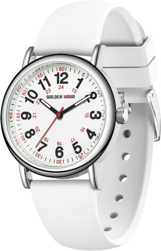 Vista 24 de GOLDEN HOUR - Reloj de enfermera impermeable para profesionales médicos, estudiantes, mujeres y hombres, esfera luminosa de fácil lectura, 24 horas