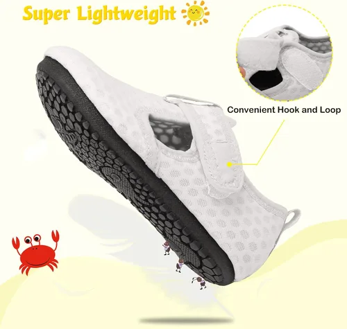 Vista 6 de LeIsfIt Zapatos de agua para niños y niñas, zapatos de playa, calcetines acuáticos descalzos, calcetines antideslizantes para el agua
