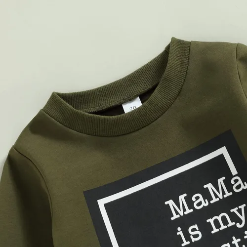 Vista 2 de Sasaerucure Conjunto de sudadera de manga larga con cuello redondo y pantalones de otoño e invierno para bebé niña