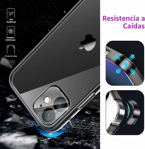 Vista 4 de JETech Funda 5 en 1 para iPhone 12, antiamarilleo, color negro