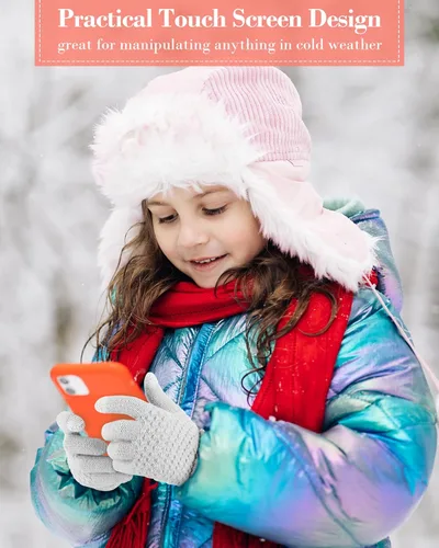 Vista 3 de Coume 4 pares de guantes de punto para pantalla táctil de invierno para niños