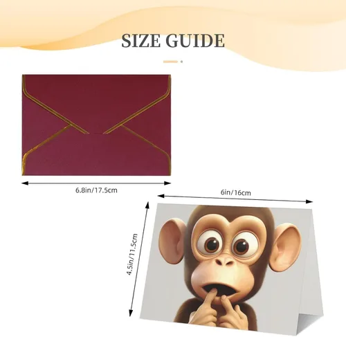 Vista 6 de The Silent Monkey - Tarjetas de felicitación impresas, tarjetas en blanco de 4.5 x 6 pulgadas con sobres para todas las ocasiones, cumpleaños, Rojo