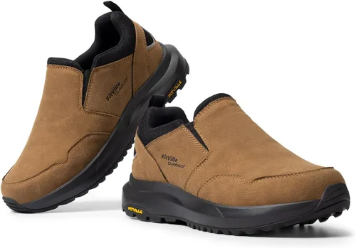 Vista 3 de FitVille Zapatos anchos de senderismo para hombre, zapatos de senderismo para caminar, tenis de senderismo con soporte de arco