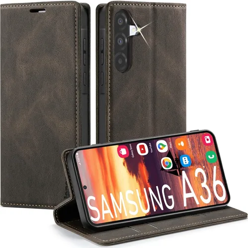 Vista 25 de Funda tipo cartera para Samsung Galaxy A32 5G con bloqueo RFID, tarjetero y función atril magnético, funda de cuero con tapa para Galaxy A32 5G