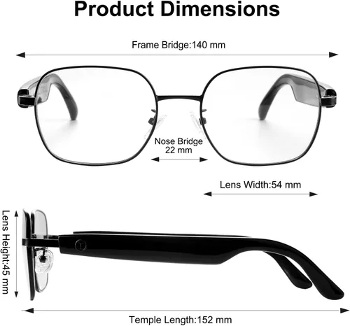 Vista 8 de Lentes inteligentes AI, impulsados por GPT, admiten traducción de más de 165 idiomas, traductor multifuncional, reducción de ruido y lentes