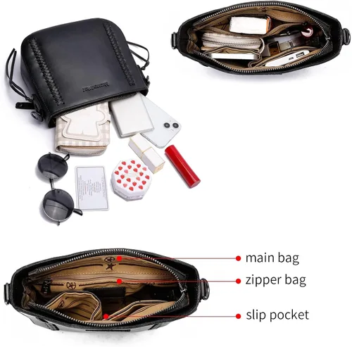 Vista 2 de Montana West Bolsos cruzados para mujer, de piel auténtica, monedero para teléfono celular, monedero ligero para hombro, bolso de viaje