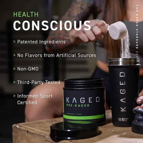 Vista 5 de Kaged Muscle - Suplemento en polvo preentrenamiento, preentreno para hombres y mujeres, ofrece energía intensa, enfoque y pumps musculares